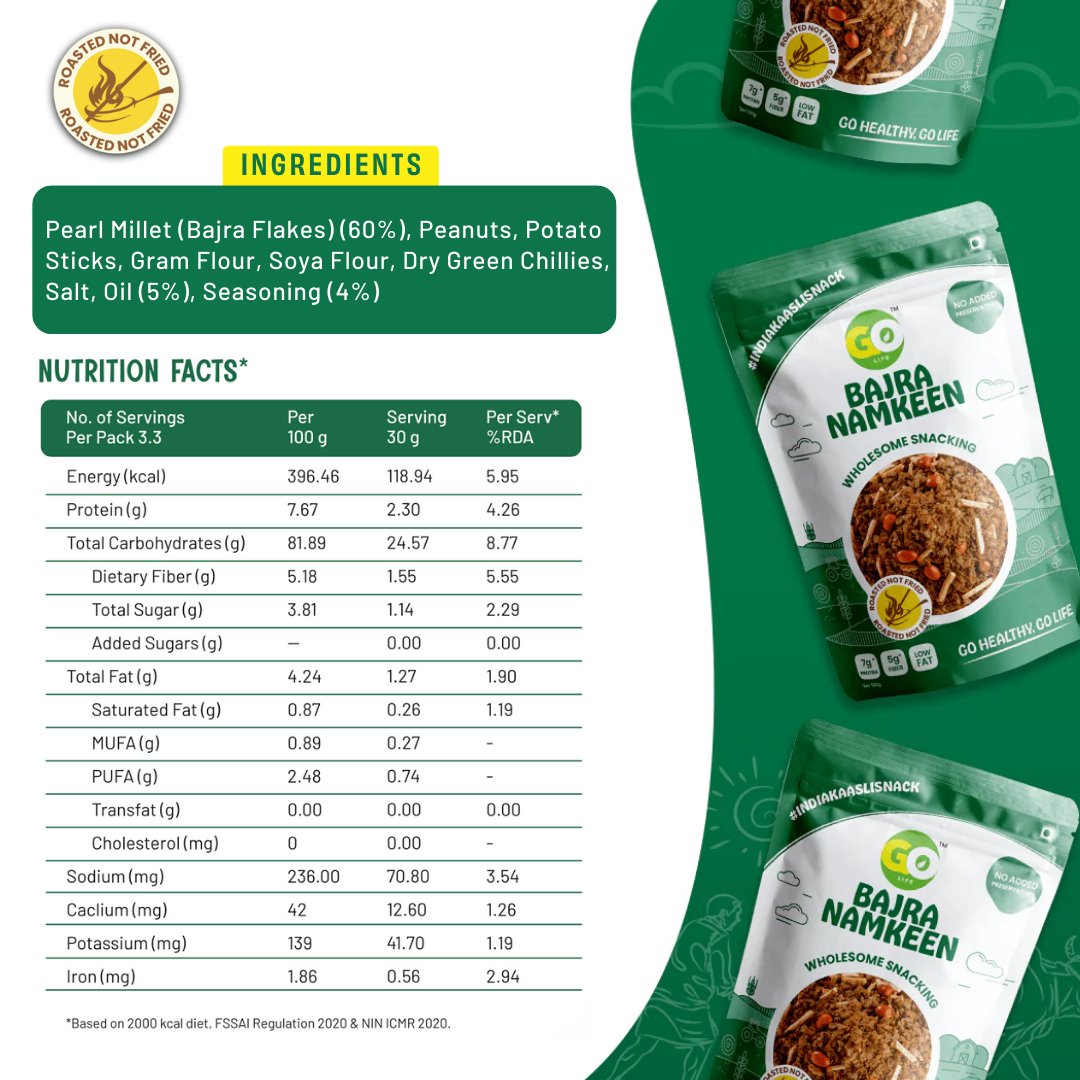 Bajra & Jowar Millet Namkeen Combo - Roasted, High Protein, High Fiber Snack (300g).