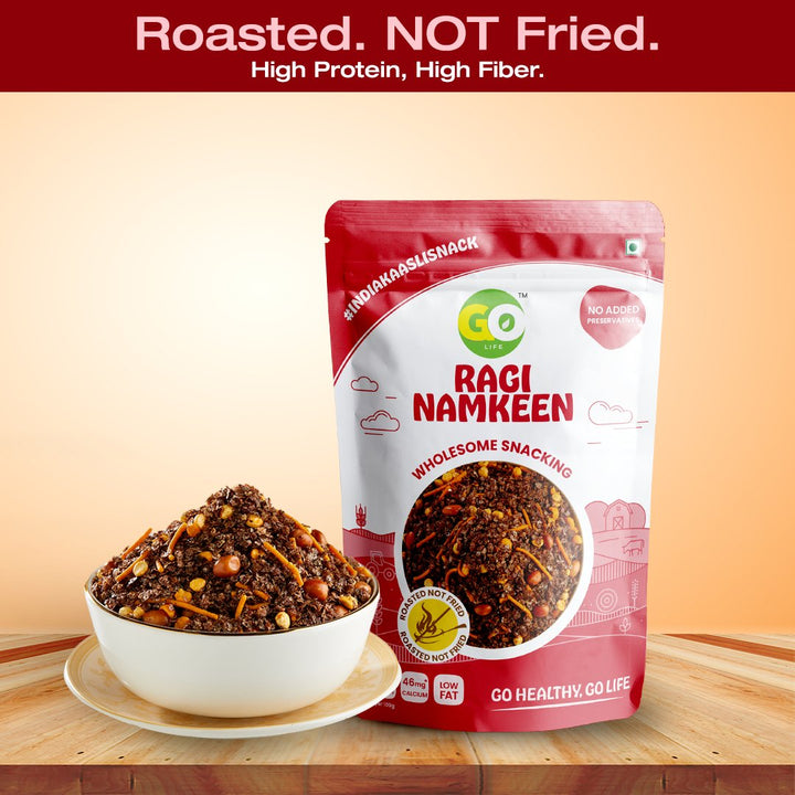 Crunchy Ragi Namkeen: Roasted, Protein & Fiber Rich Snack. No Preservatives. - golifeindia