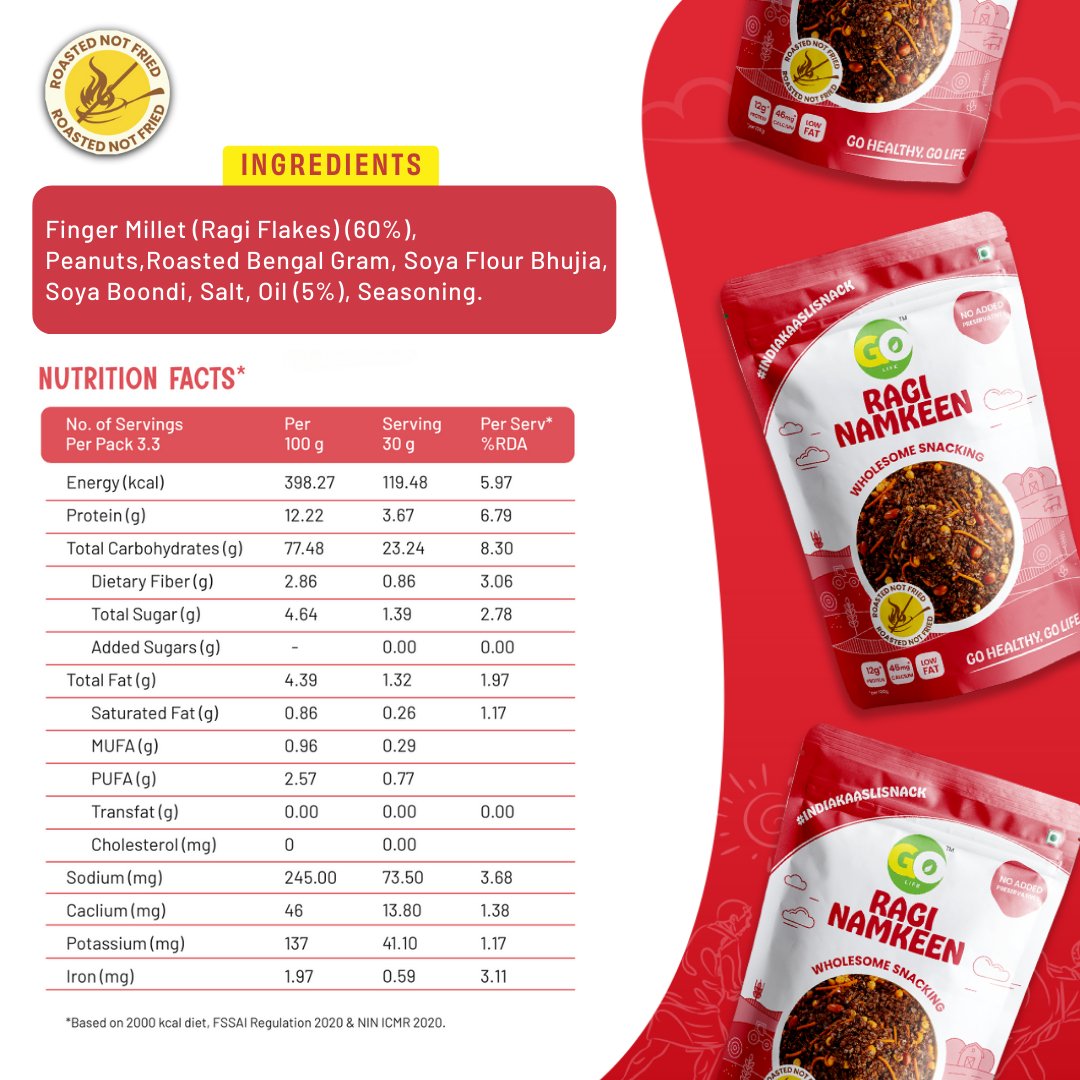 Crunchy Ragi Millet Namkeen Pack of 2 - 300gms