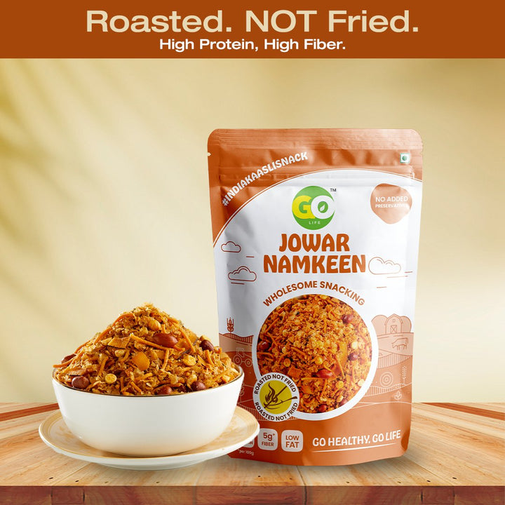 Go Life Jowar Millet Namkeen - Roasted, Protein-Packed, High-Fiber, Yummy & Healthy Khatta Meetha, Gluten-free, Grandma Approved Snack - golifeindia