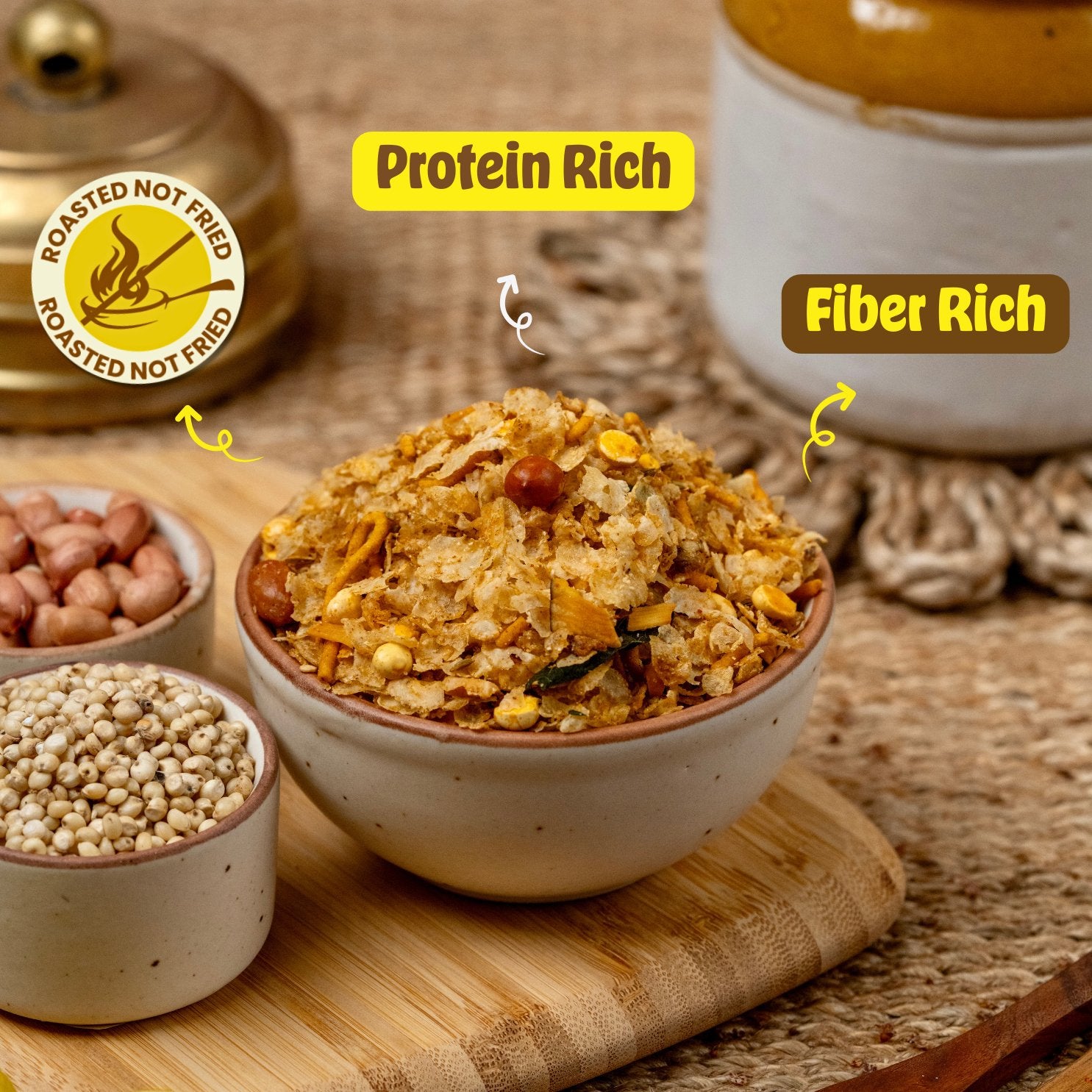 Bajra & Jowar Millet Namkeen Combo - Roasted, High Protein, High Fiber Snack (300g).