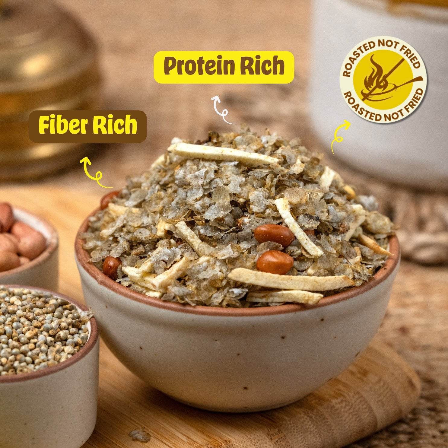 Bajra & Jowar Millet Namkeen Combo - Roasted, High Protein, High Fiber Snack (300g).