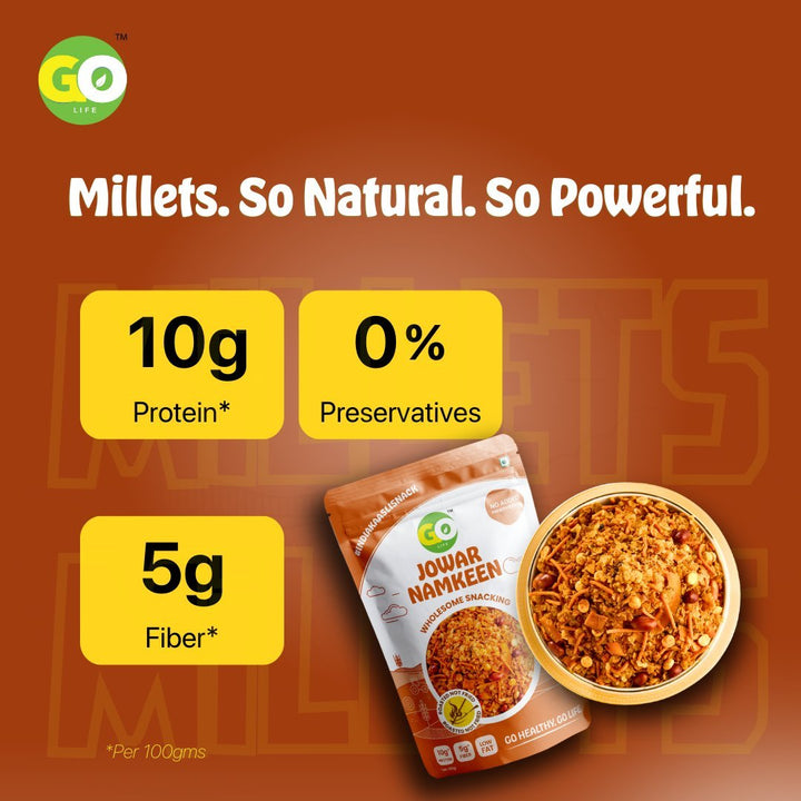 Jowar & Ragi Millet Namkeen Combo - Roasted, High Protein, High Fiber Snack (200g). - golifeindia