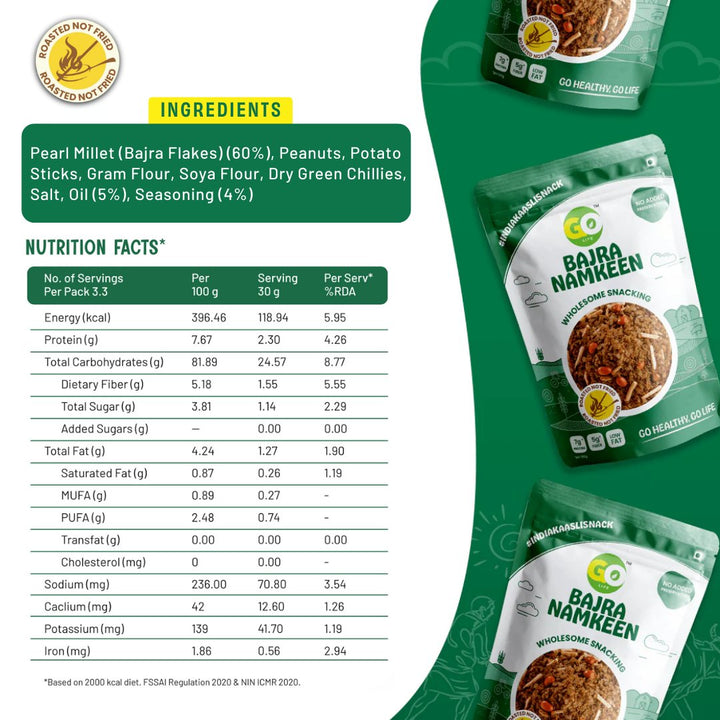 Roasted Bajra Namkeen - Protein & Fiber - Rich, No Additives - golifeindia