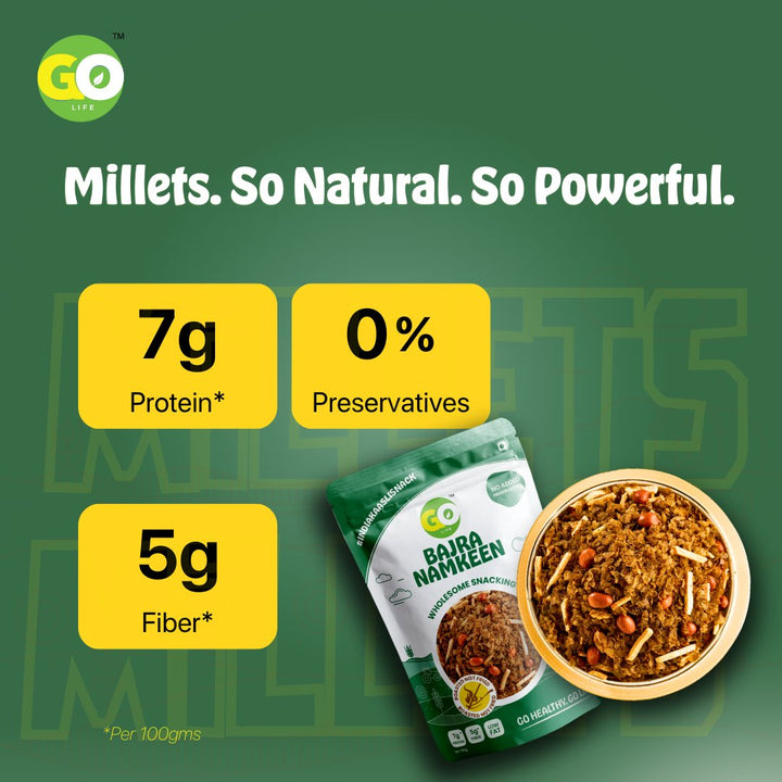 Roasted Millet Namkeen Combo - High Fiber, High Protein Snack (Ragi, Bajra, Jowar) 300g - golifeindia