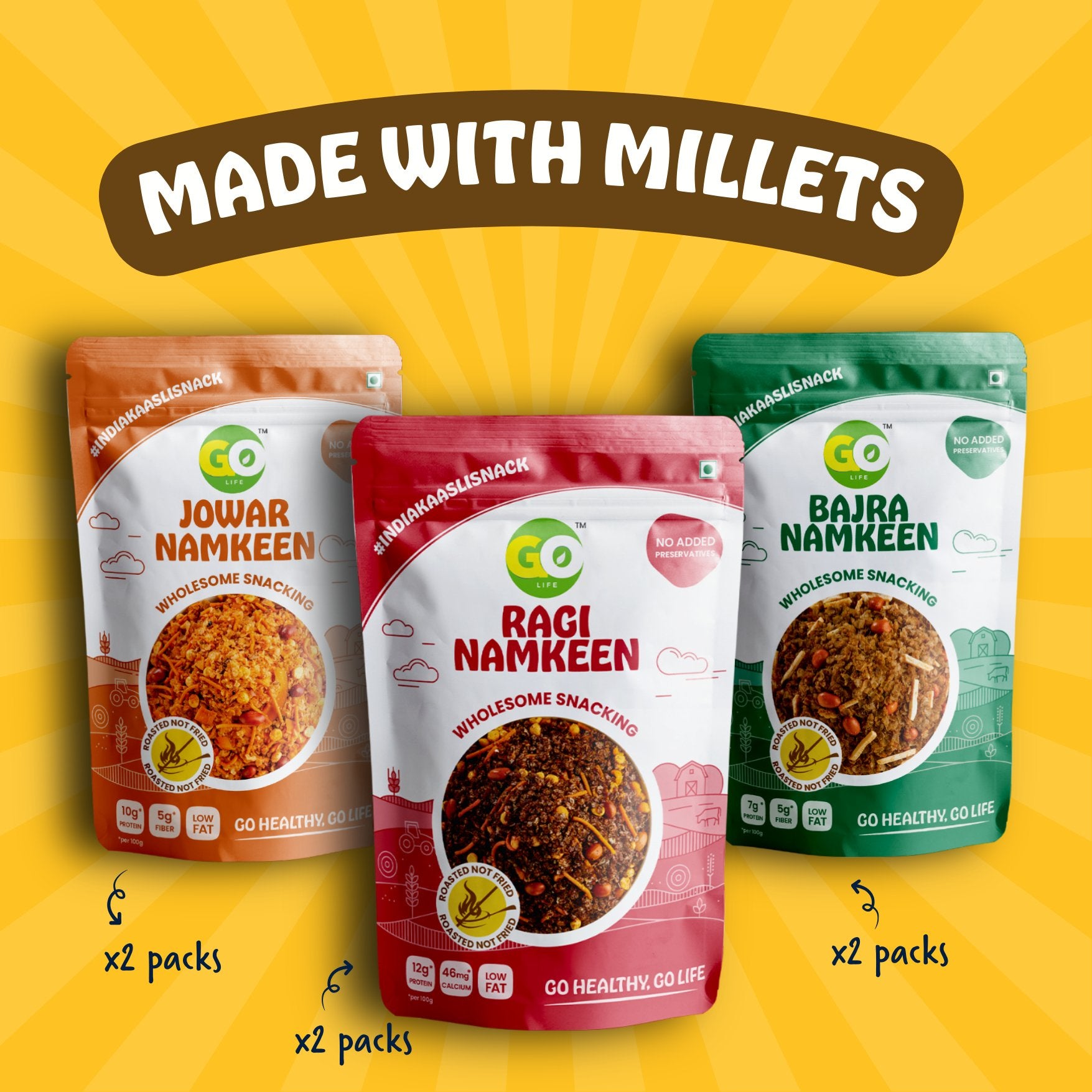 Triple Delight Combo - Pack of 6 Millet Namkeens